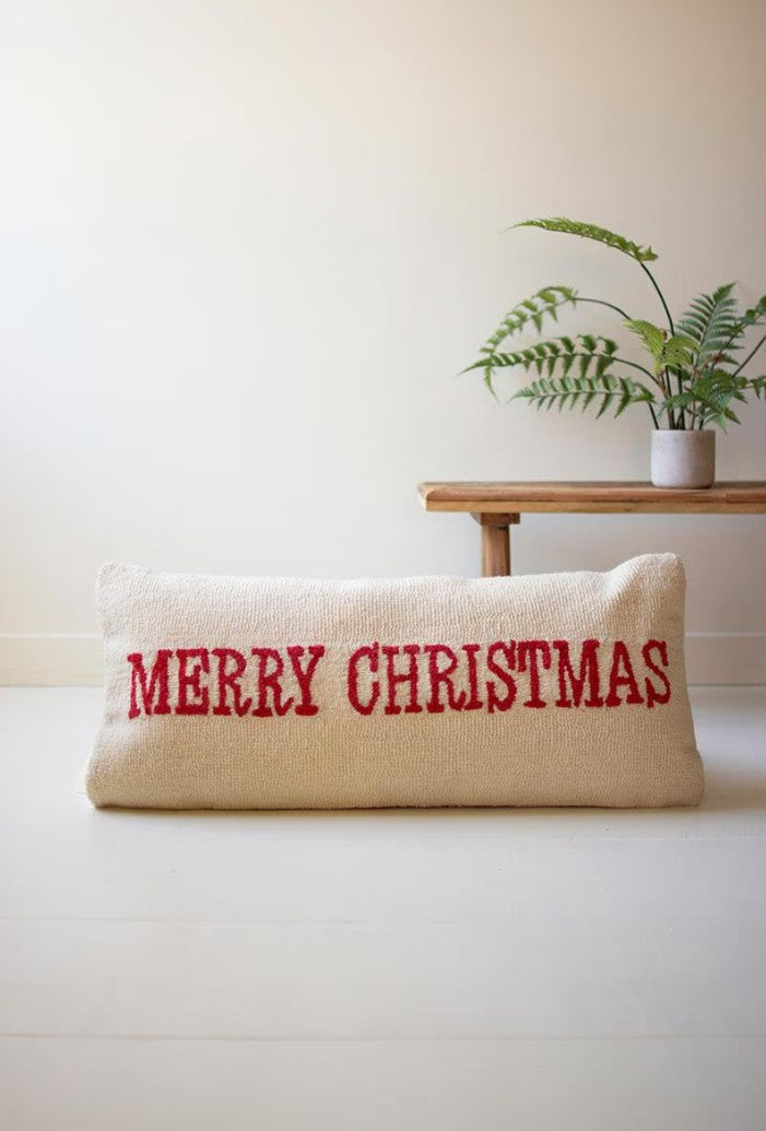 Merry Christmas Han Hooked Pillow by Kalalou