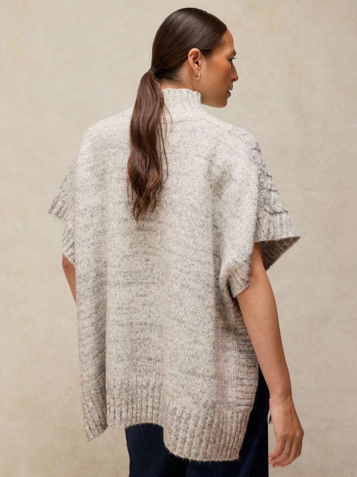 Cable Stitch Poncho by White Stuff in Light Grey