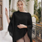 Maddeline Crystal Poncho by Wild Cosmos in Black