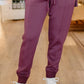 Joselle Soft Knit Sweater Rib Drawstring Pull on Jogger by RD Style in Prune