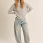 Openwork Knit Sweater by Molly Bracken in Silvery Grey
