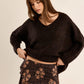 Knitted V-Neck Sweater by Molly Bracken in Chocolate