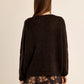 Knitted V-Neck Sweater by Molly Bracken in Chocolate