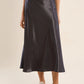 Satin High Waisted Skirt by Molly Bracken in Gun Metal