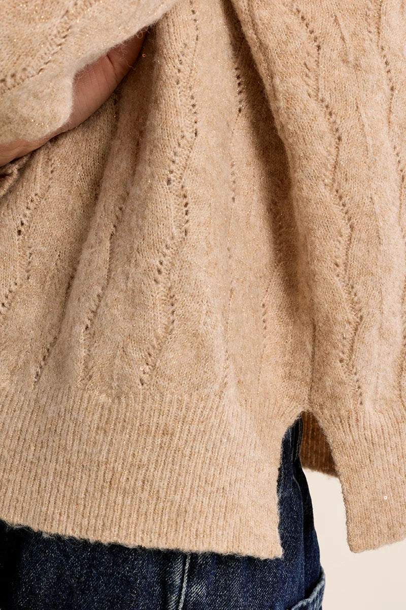 Openwork Knit Sweater by Molly Bracken in Golden Beige