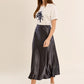 Satin High Waisted Skirt by Molly Bracken in Gun Metal