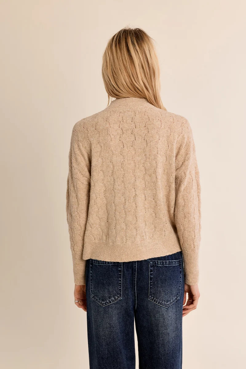 Openwork Knit Sweater by Molly Bracken in Golden Beige