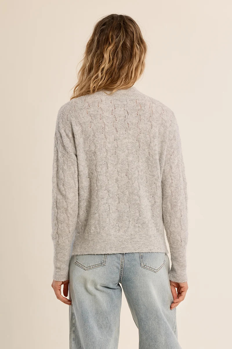 Openwork Knit Sweater by Molly Bracken in Silvery Grey