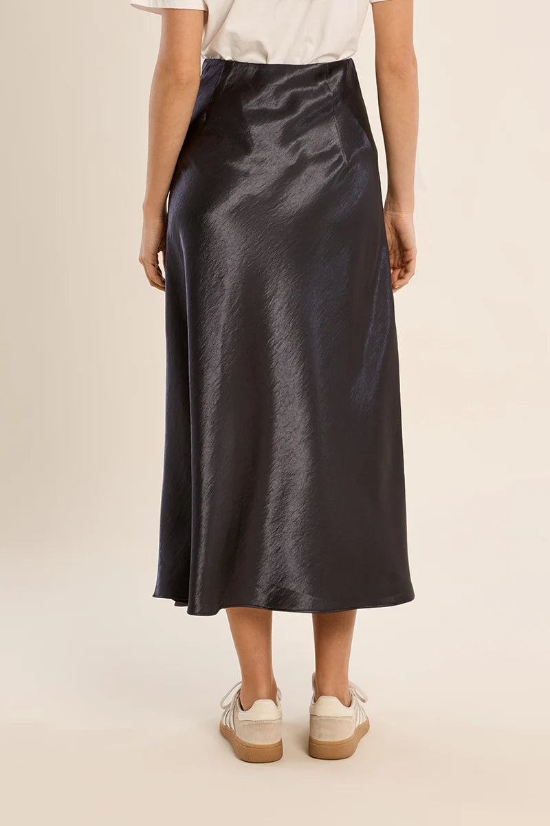 Satin High Waisted Skirt by Molly Bracken in Gun Metal