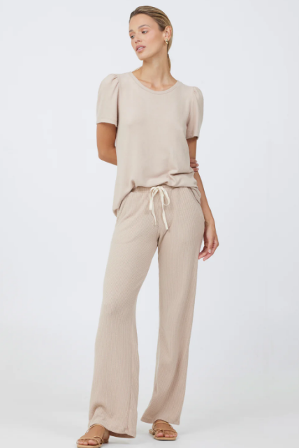 Violet Puff Sleeve Top by Astrologie in Sandstone