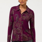 The Janie Favorite Fitted Long Sleeve Button Down by Johnny Was in Tazari Burgundy