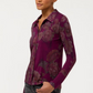 The Janie Favorite Fitted Long Sleeve Button Down by Johnny Was in Tazari Burgundy