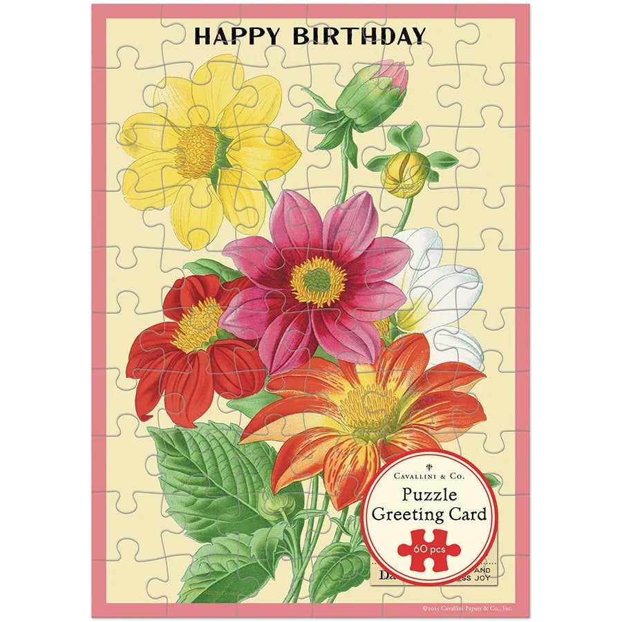 Happy Birthday Language of Flowers Puzzle Greeting Card by Cavillini Papers & Co