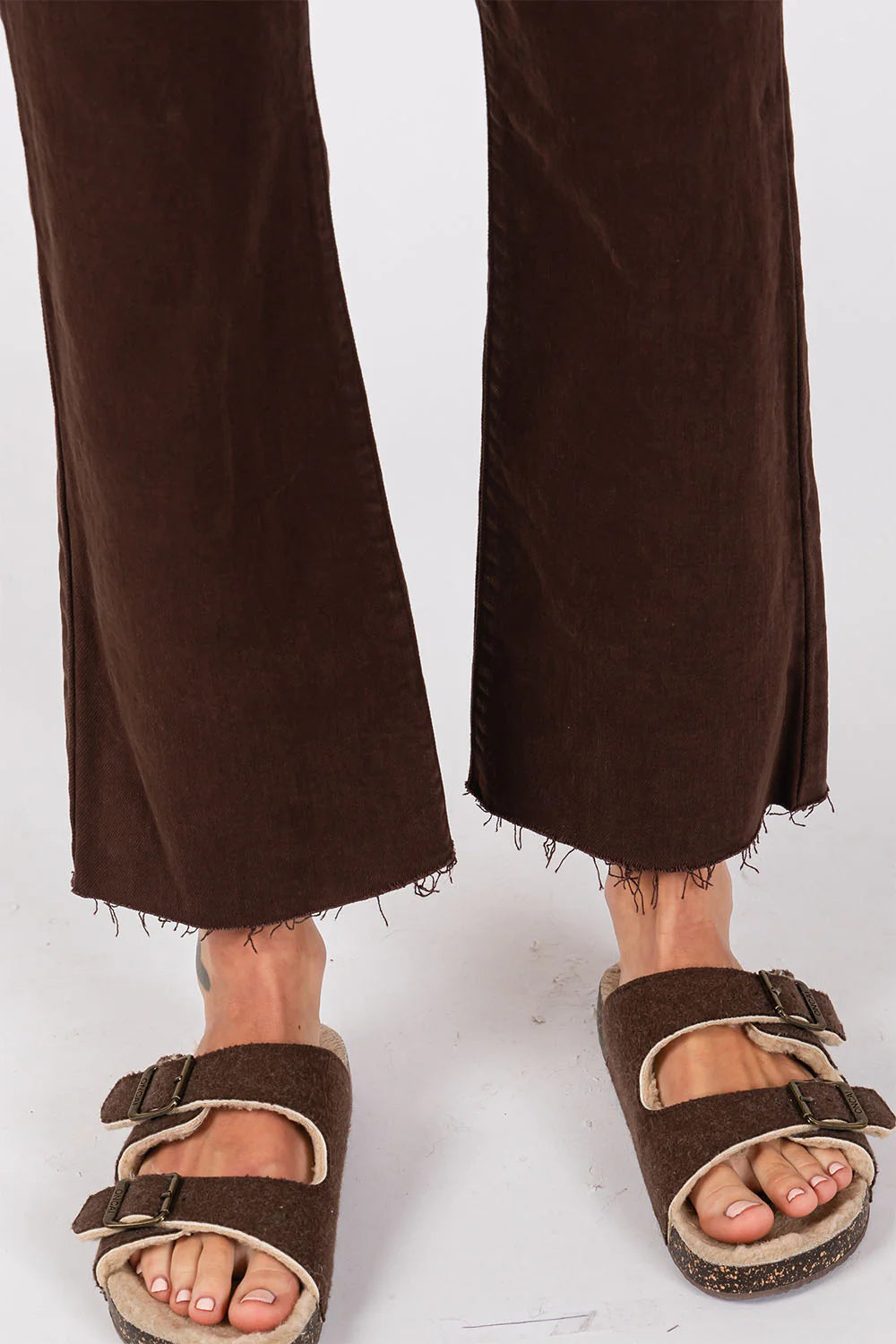 Bambino Scissor Hem Crop Baby Flare Jean By Letter to Juliet in Chocolate