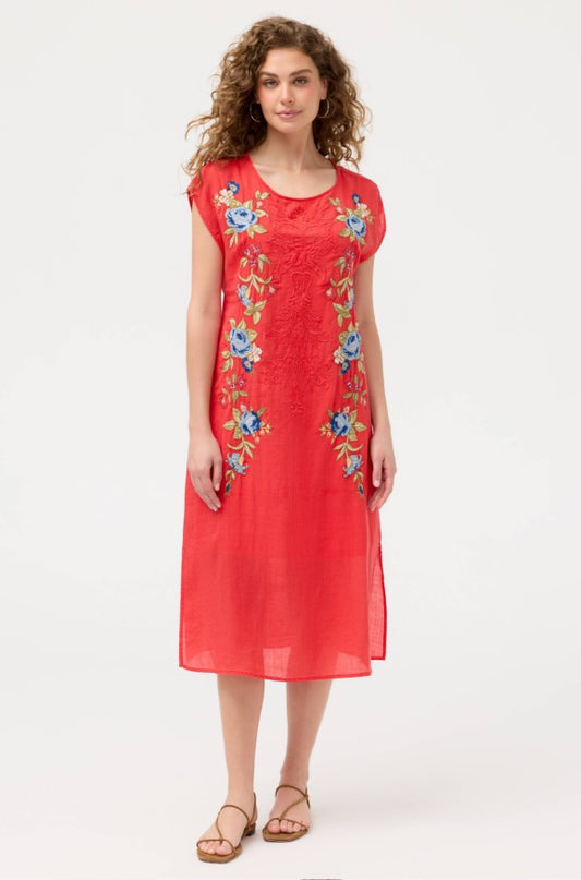 Hannah Side Slit Shift by Johnny Was in Racer Red