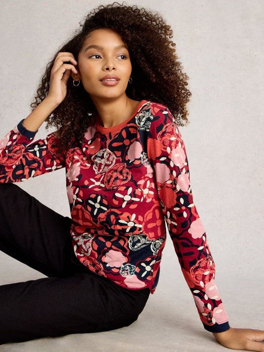 Clara Long Sleeve Tee by White Stuff in Red Print