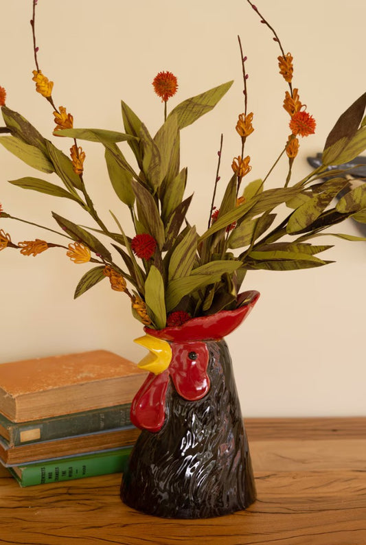 Ceramic Rooster Head Vase by Kalalou