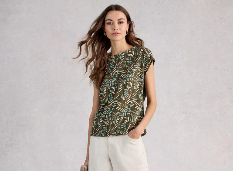 Rowan Linen Tee by White Stuff in Green