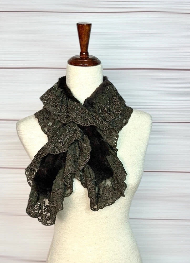 Rex Rabbit Lace Scarf by Linda Richards in Brown