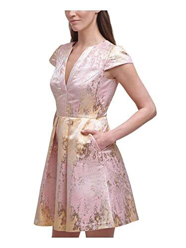 Jacquard Cap-Sleeve Dress by Vince Camuto in Blush