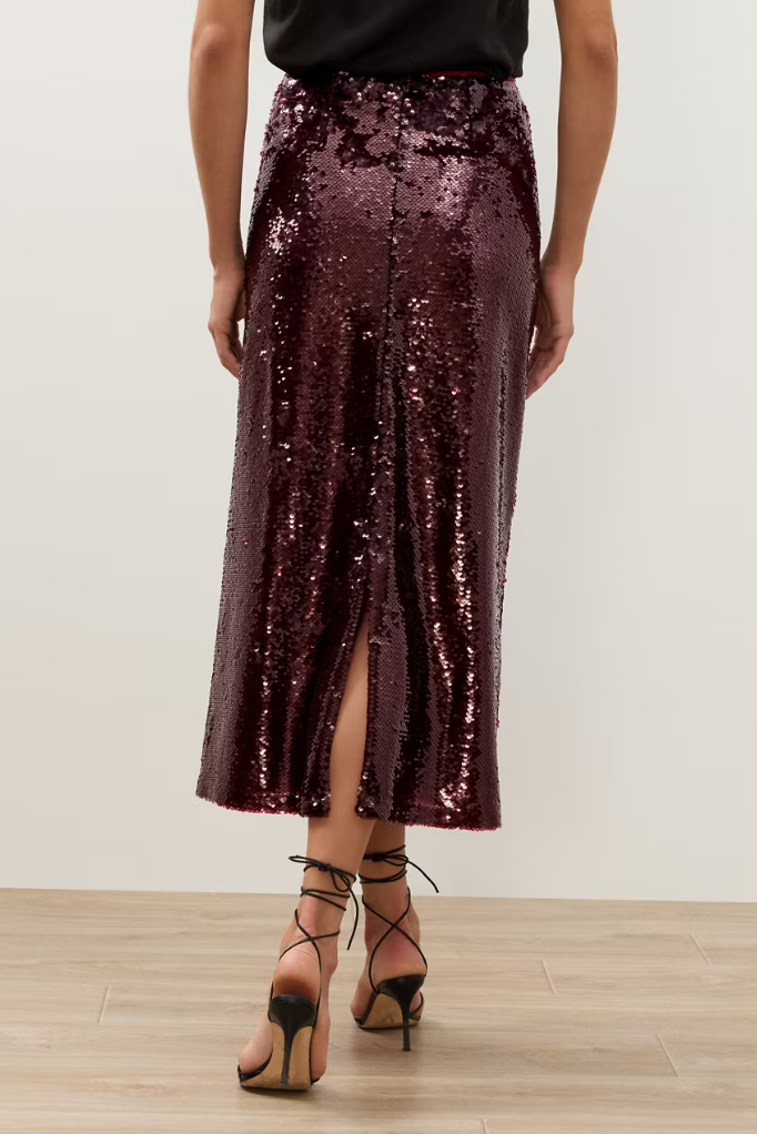 Classic Sequin Midi Skirt by Johnny Was in Red