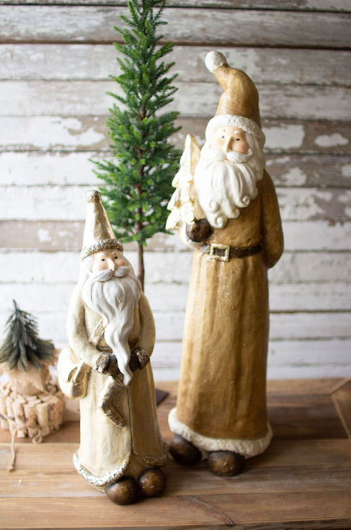 Set of Two Resin Santas by Kalalou