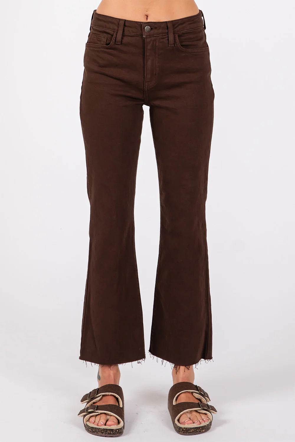 Bambino Scissor Hem Crop Baby Flare Jean By Letter to Juliet in Chocolate