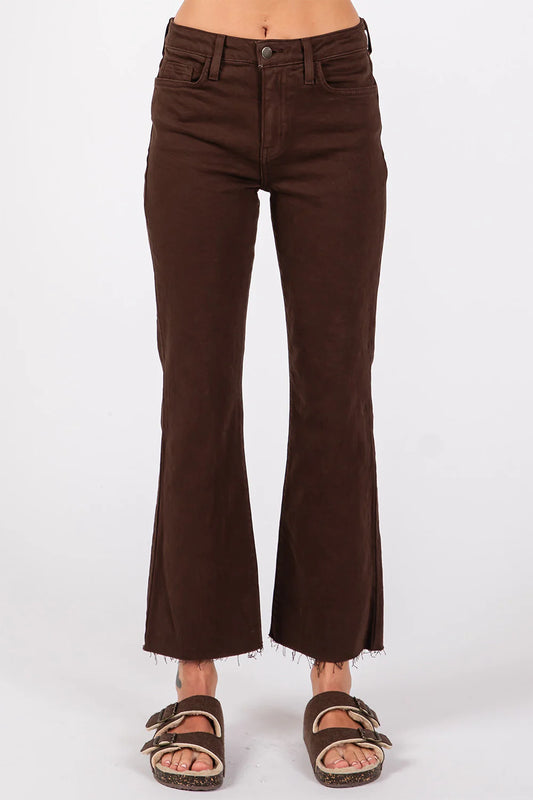Bambino Scissor Hem Crop Baby Flare Jean By Letter to Juliet in Chocolate