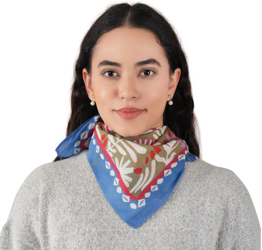 Dakota Floral Bandana by Vismaya Scarves in Pear