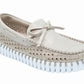 Tulip Loafer w/Laces by Ilse Jacobsen in Silver Metallic