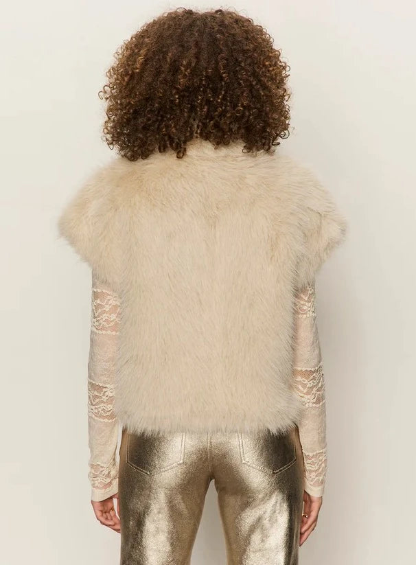 Silky Fur Vest by Sanctuary in Almond Cream
