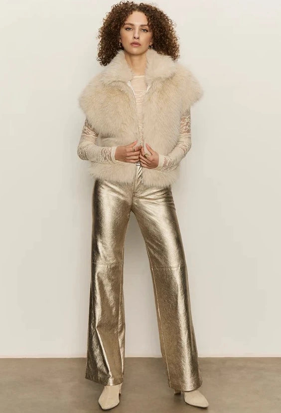 Silky Fur Vest by Sanctuary in Almond Cream