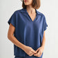 Jersey Knit V Neck Top by Fun2Fun in Slate