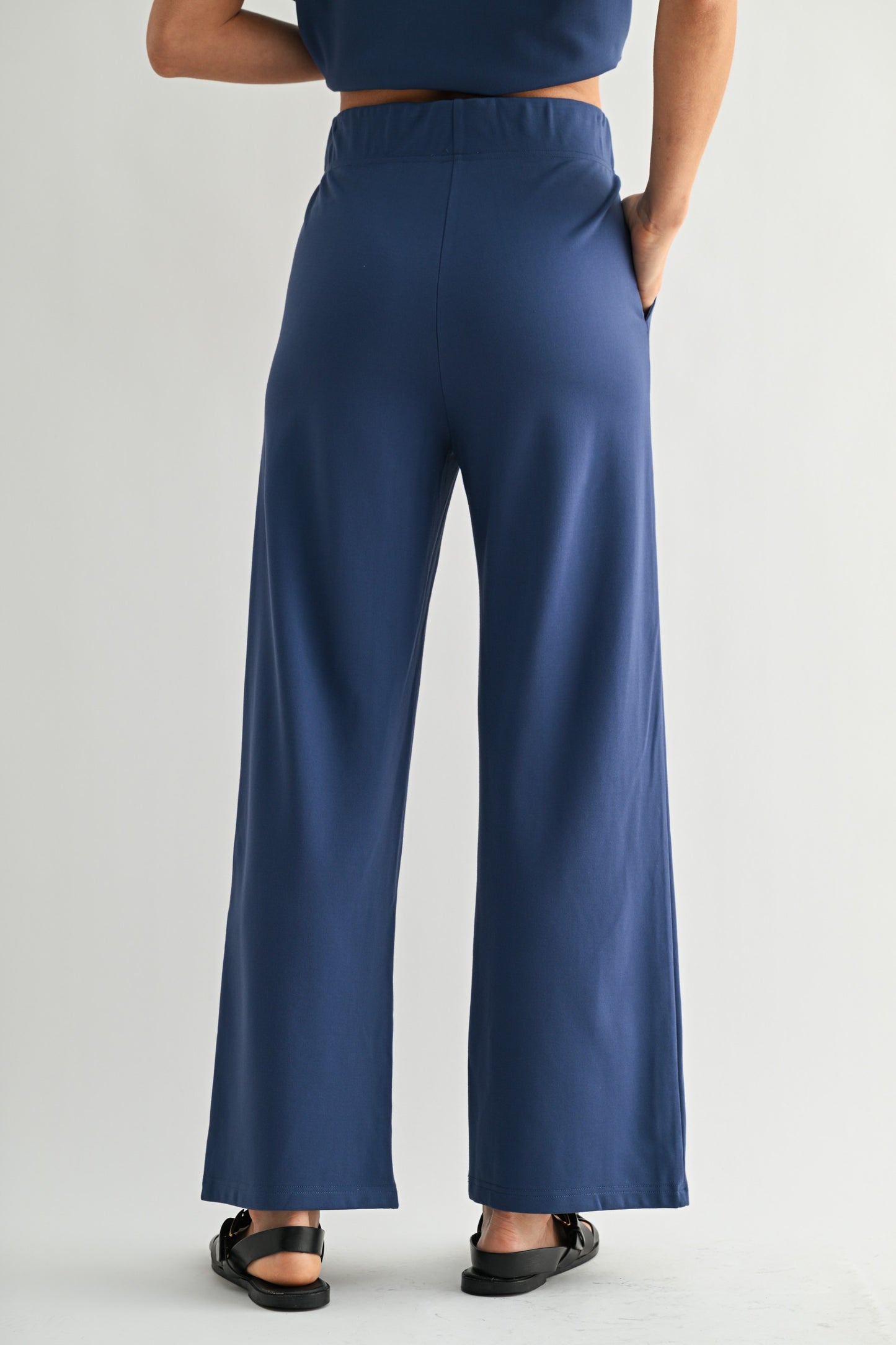 Wide Leg Ponte Jersey Knit Pants by Fun2Fun in Slate