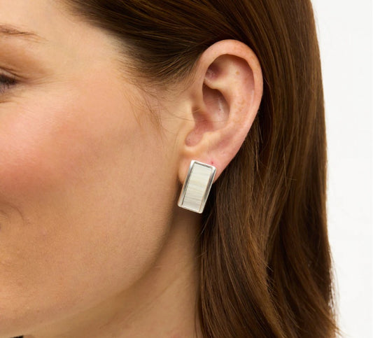 Smith Town Rectangle Stud Earring by Brackish in Sliver