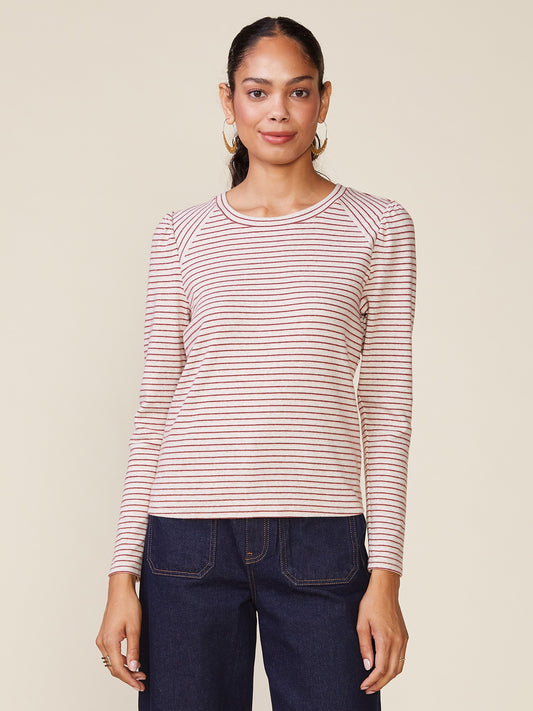 Long Sleeve Tee by ANTHEM the label in Oatmeal/Stripe