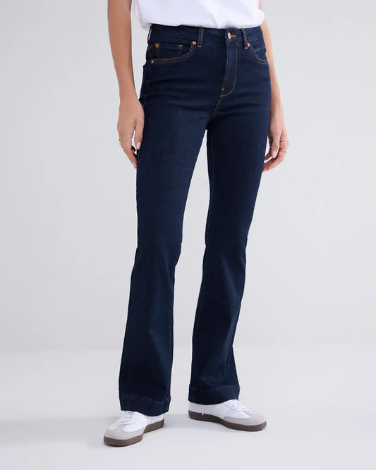 Juliet Skinny Flared Jeans by Summum in Dark Indigo