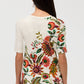 The Janie Favorite Fitted V-Neck Elbow Sleeve Tee by Johnny Was in Valley of the Fleurs White