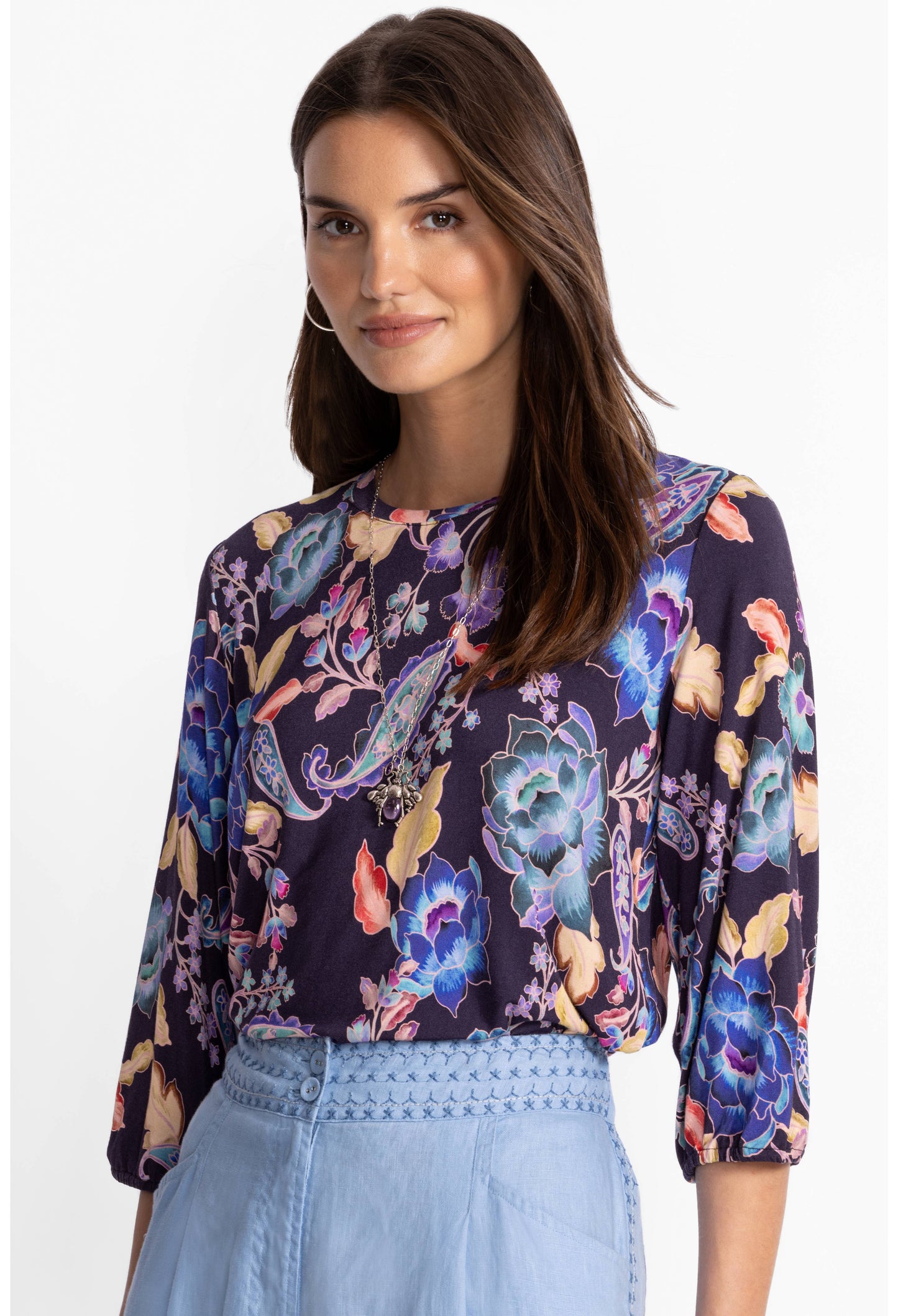 The Janie Favorite Puff Sleeve Top by Johnny Was in Stevie's Garden