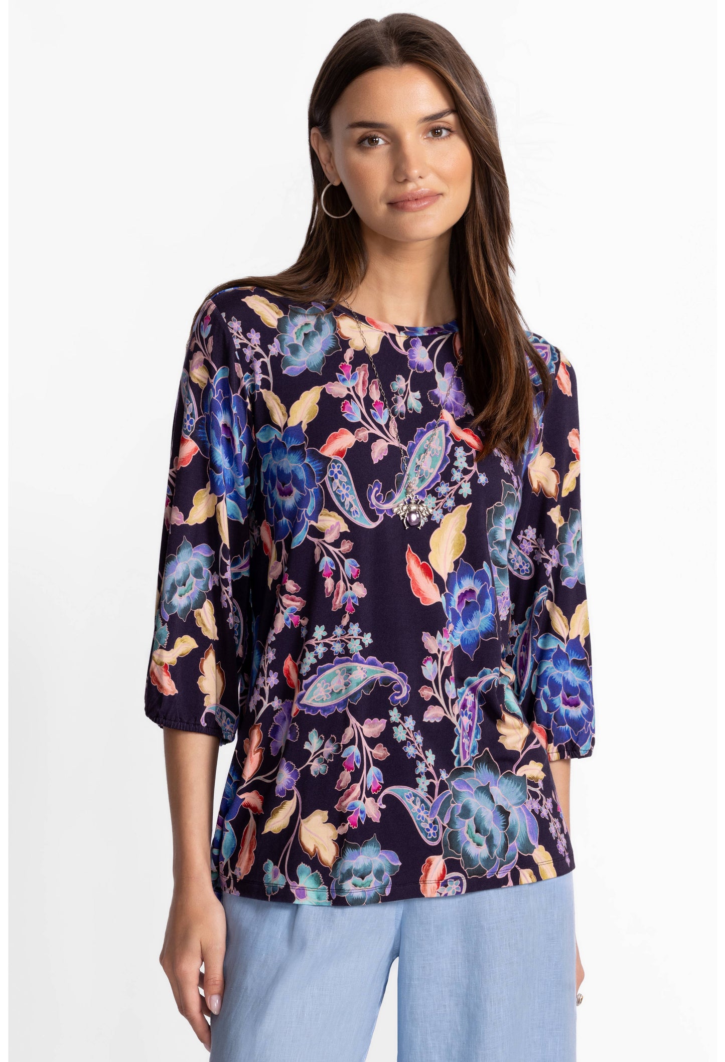 The Janie Favorite Puff Sleeve Top by Johnny Was in Stevie's Garden