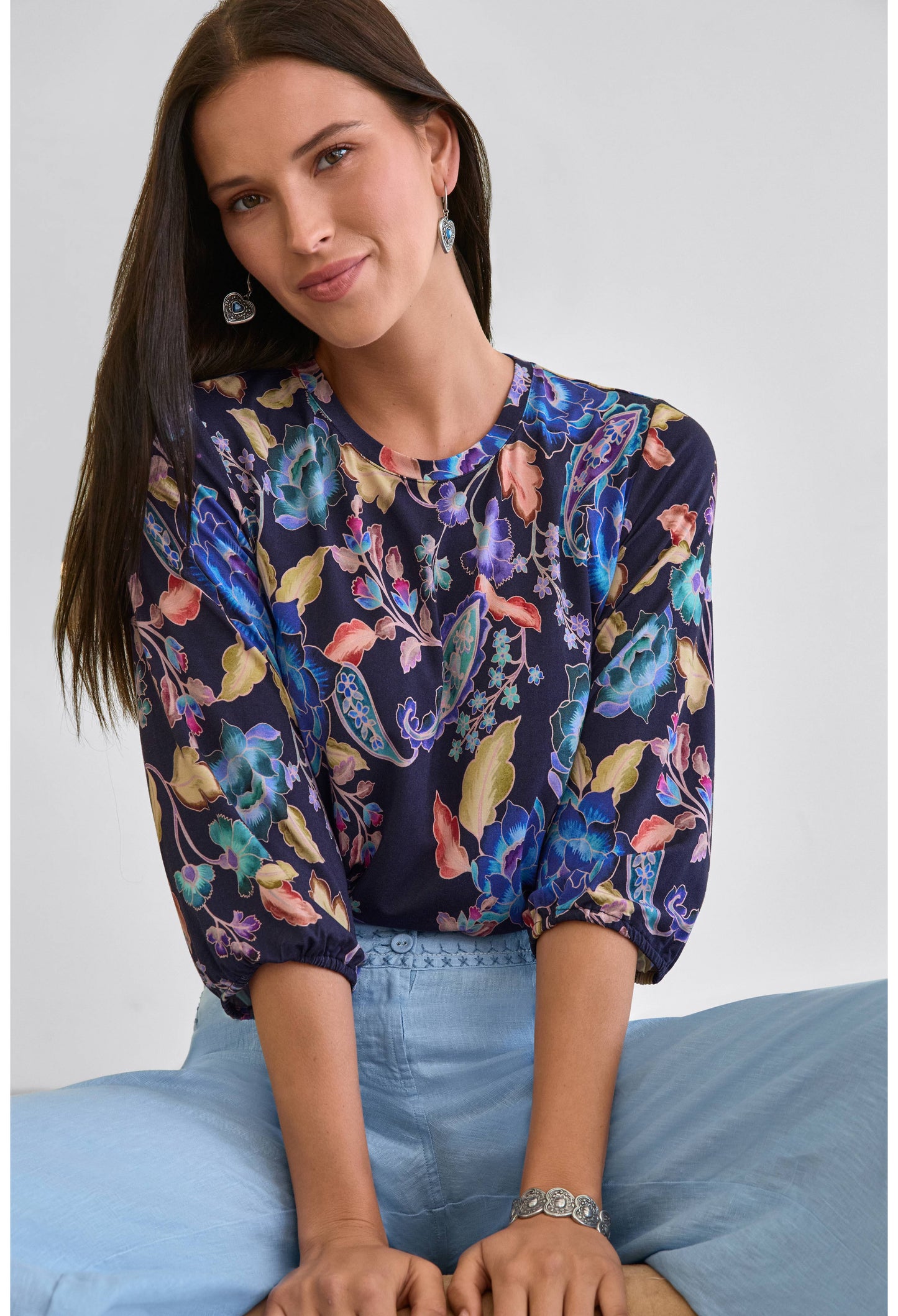 The Janie Favorite Puff Sleeve Top by Johnny Was in Stevie's Garden