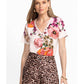 The Janie Favorite Short Sleeve Henley Tee by Johnny Was in Rosabelia