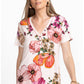 The Janie Favorite Short Sleeve Henley Tee by Johnny Was in Rosabelia