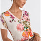 The Janie Favorite Short Sleeve Henley Tee by Johnny Was in Rosabelia