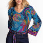 The Janie Favorite V-Neck Kimono Sleeve Tee by Johnny Was in Thalassa