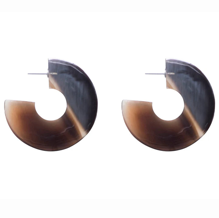 Honey Horn Flat Crescent Earrings by VIVO Studios