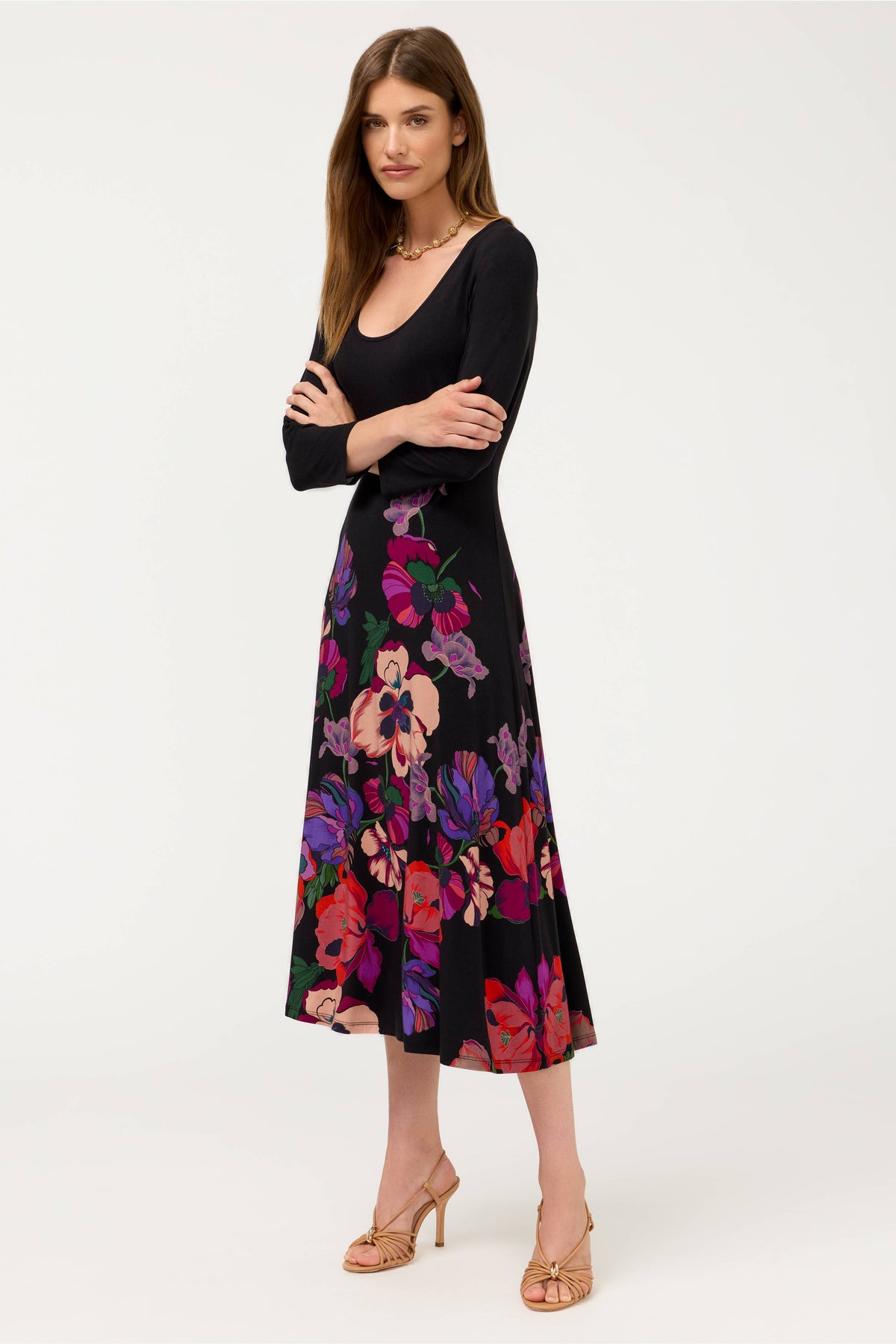The Janie Favorite 3/4 Sleeve Scoop Neck Dress by Johnny Was in Tajunga