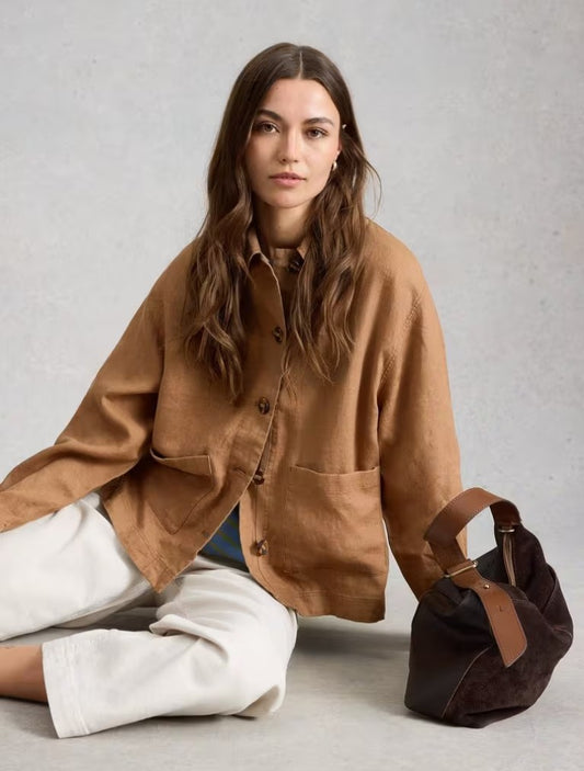 Isabel Linen Jacket by White Stuff in Mid Tan