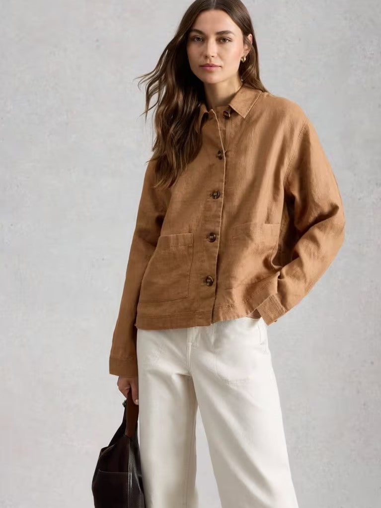 Isabel Linen Jacket by White Stuff in Mid Tan