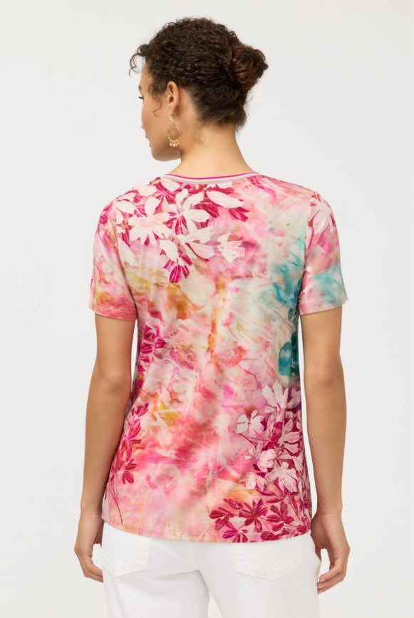 The Janie Favorite Short Sleeve V-Neck Tee by Johnny Was in Thousand Petals